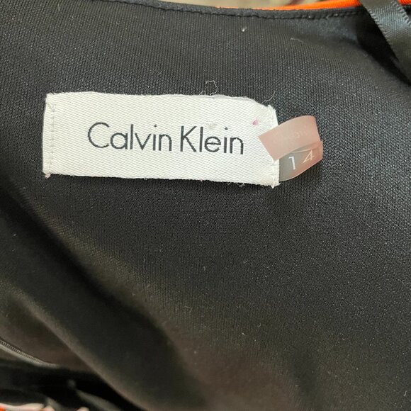 Calvin Klein Multicolor Scoop Neck Geometric Print Sleeveless Midi Dress Size 14 - Picture 15 of 16